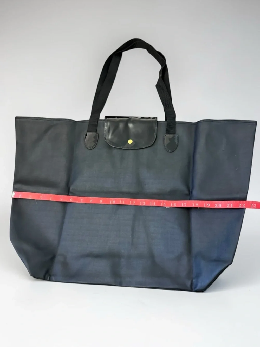New Without Tags Large Nylon Black Foldable Tote Bag with Shoulder Straps